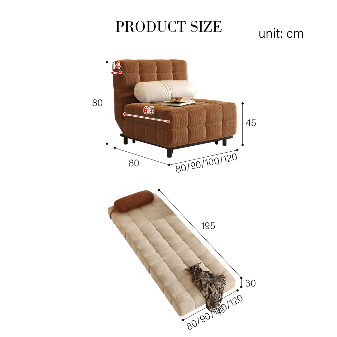 Mendez Single Sofa Bed, Two Seater Sofa Bed, Corduroy-Rit Concept-Rit Concept