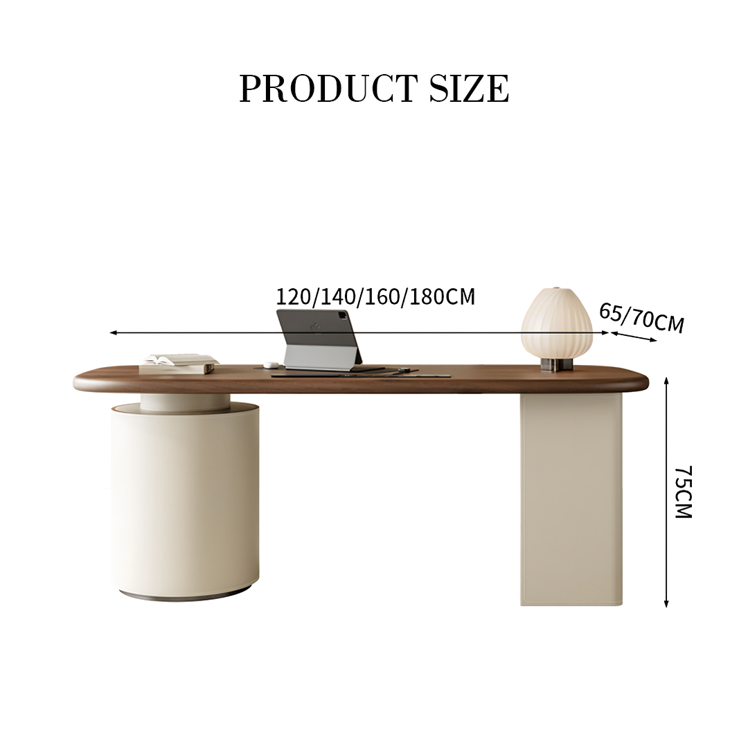 Simao Office Desk With Storage Drawers, Solid Wood-Rit Concept-Rit Concept