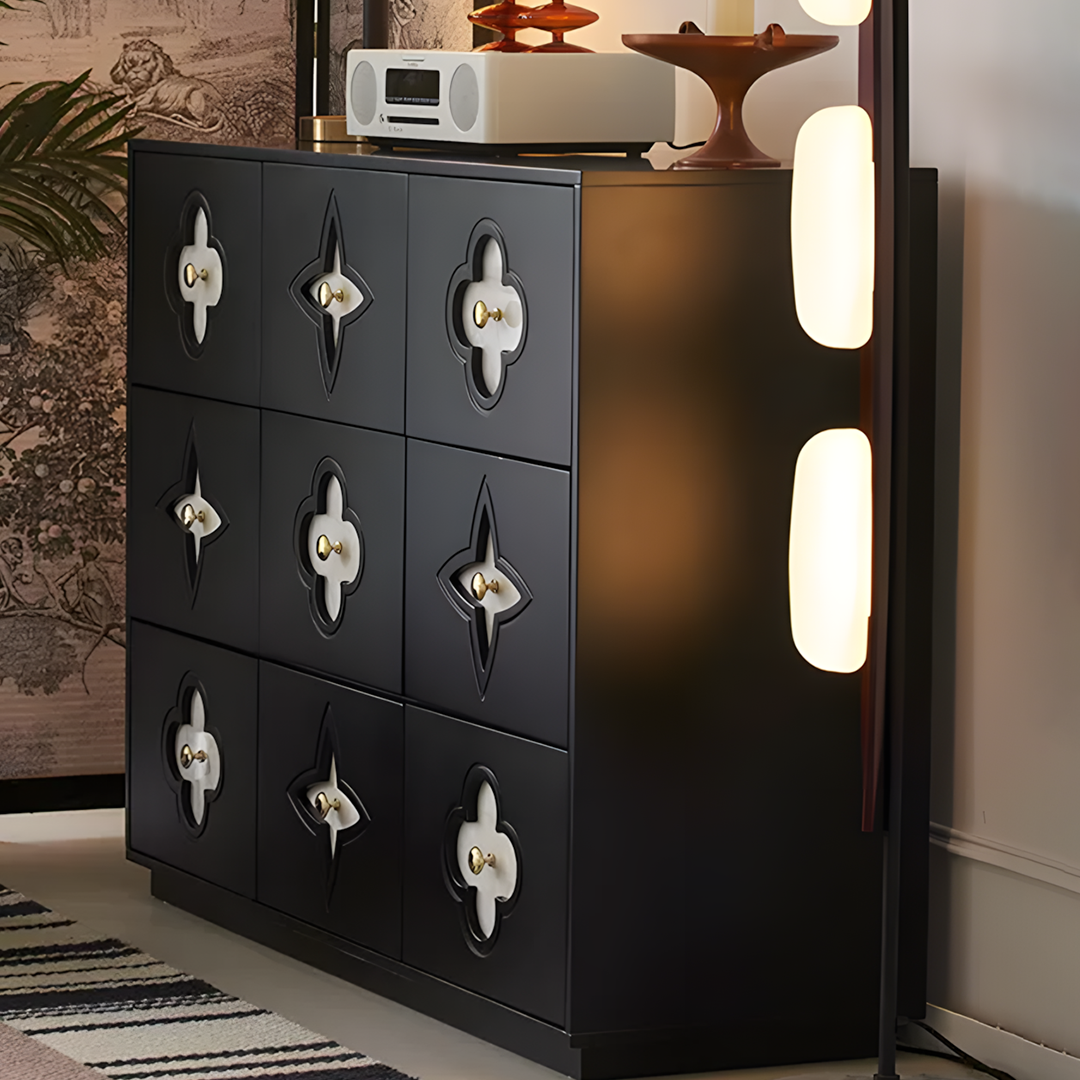 Amalia Narrow Sideboard, Art Deco Sideboard, Black