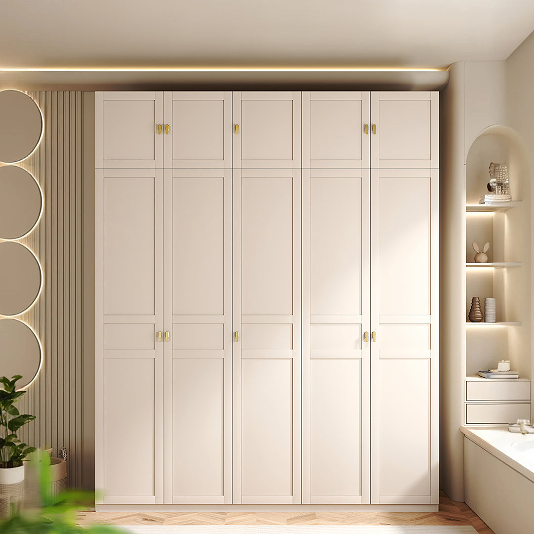 Leclerc Tall Wooden Wardrobe, White-Rit Concept-Rit Concept