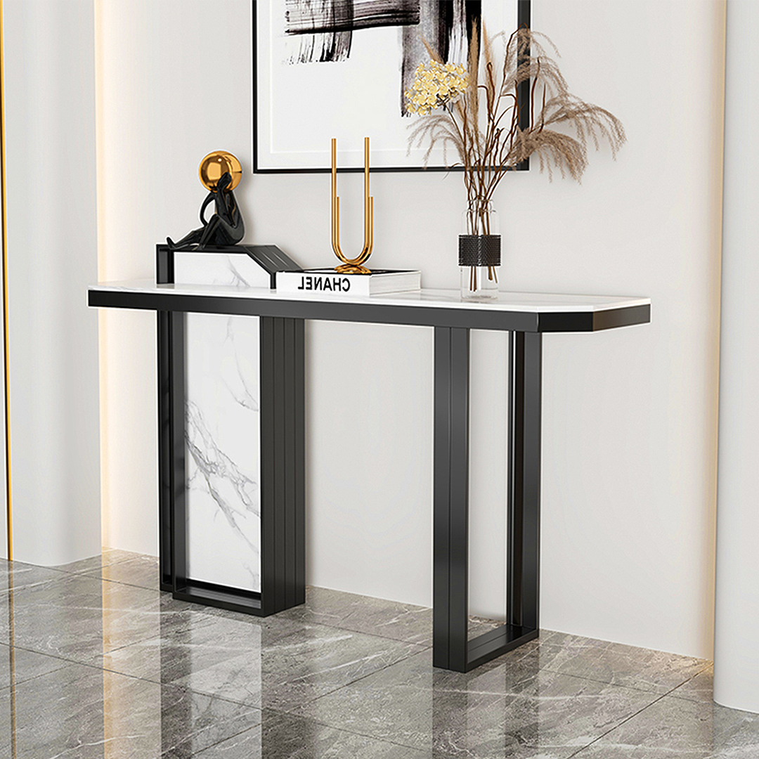 Huli Metal Modern Console Table, Black & White