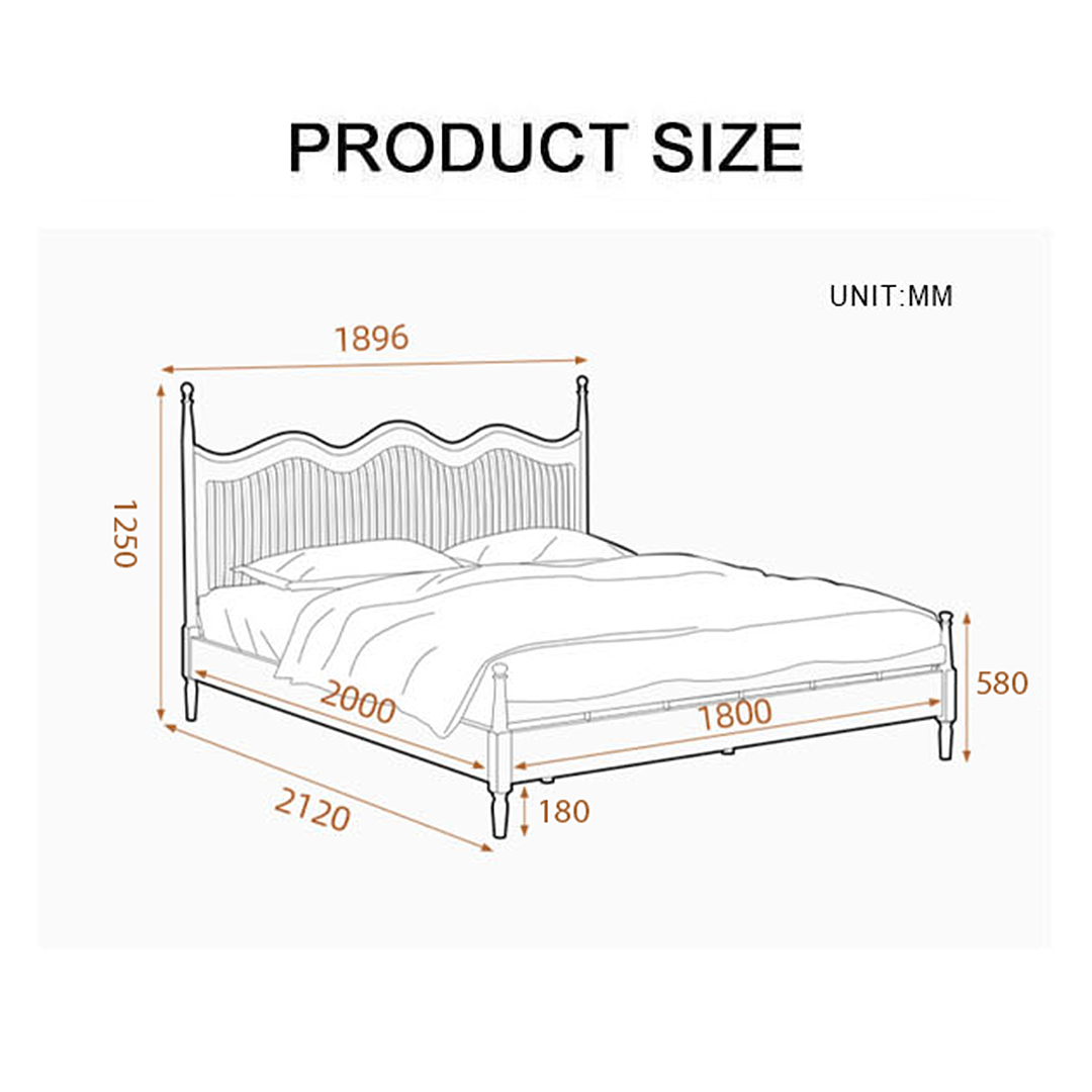 Liam Super King Size Bed, Wood