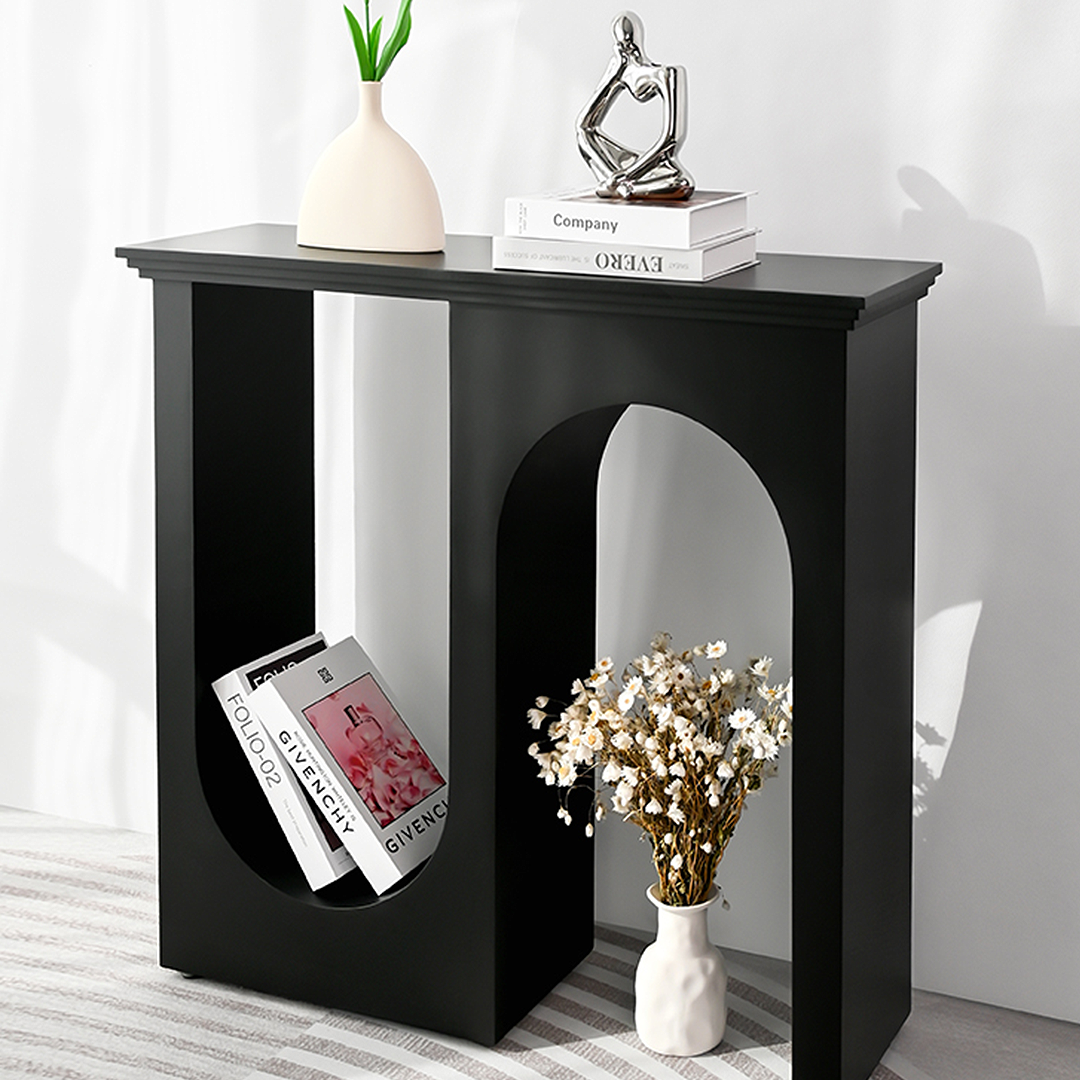 Hadza U Shape Console Table, Black