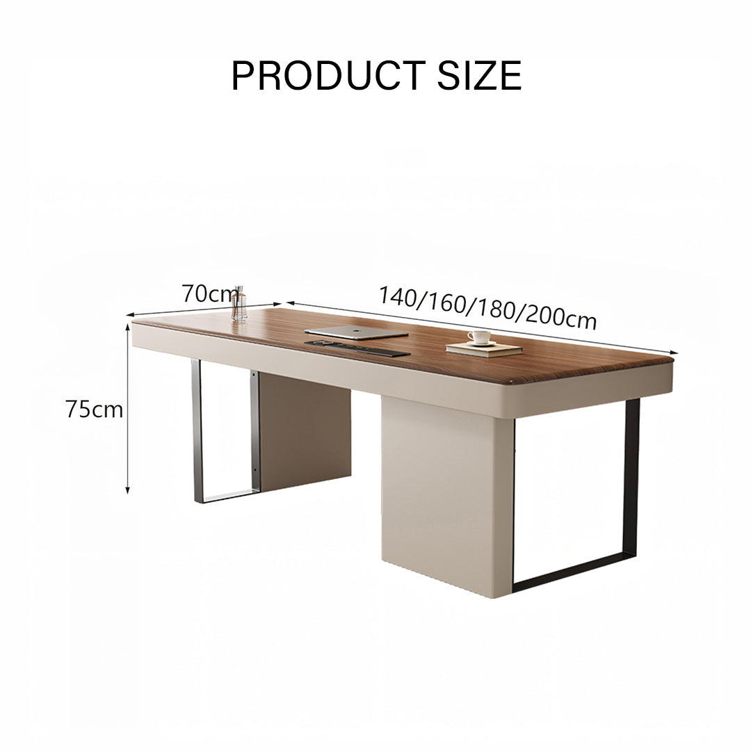 Elena Modern Office Desk, Wood, Cream & Walnut-Rit Concept-Rit Concept