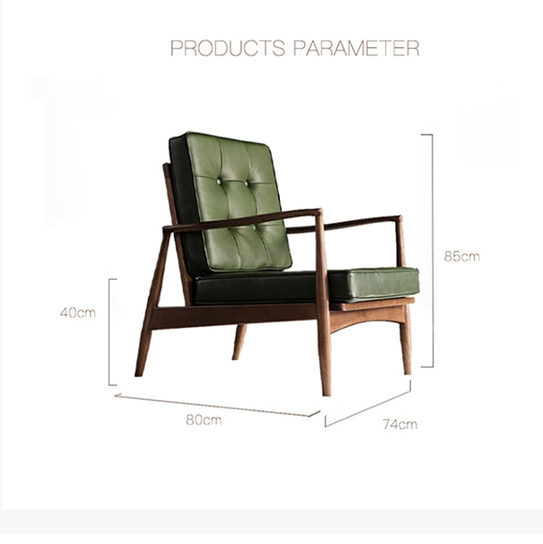 Harry CH23 Green Armchair, Wood