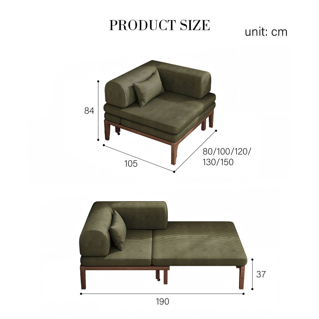 Al-Farsi Corner Sofa Bed, Single Sofa Chair, Corduroy