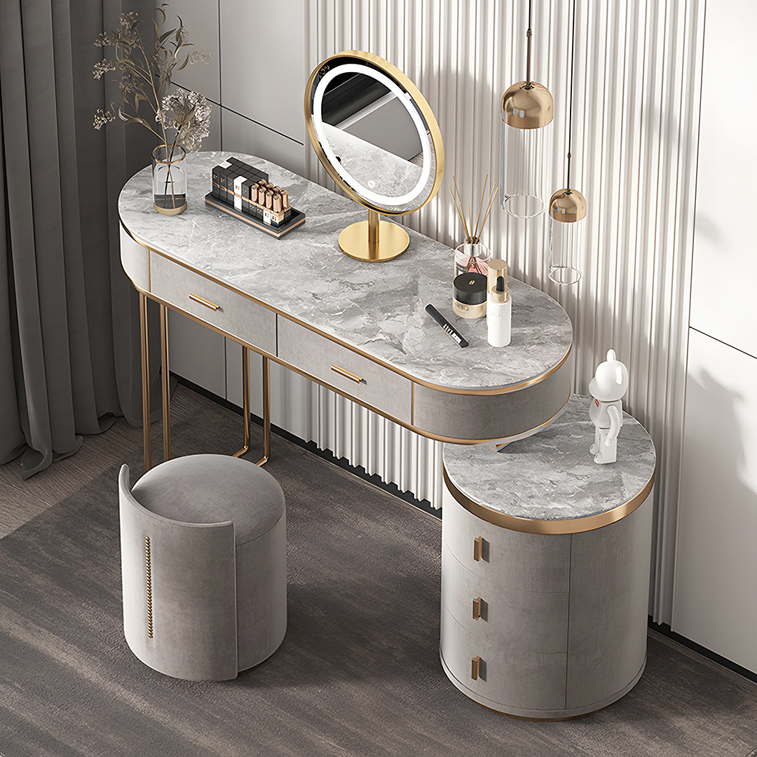 Zoey Dressing Table With LED Mirror, Grey-Rit Concept-Rit Concept