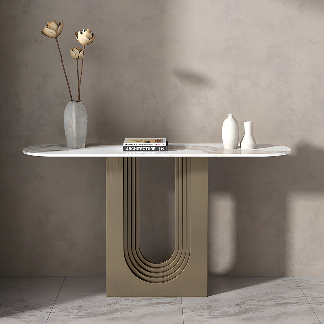 Khoisan Console Table For Hallways, Black & Gold