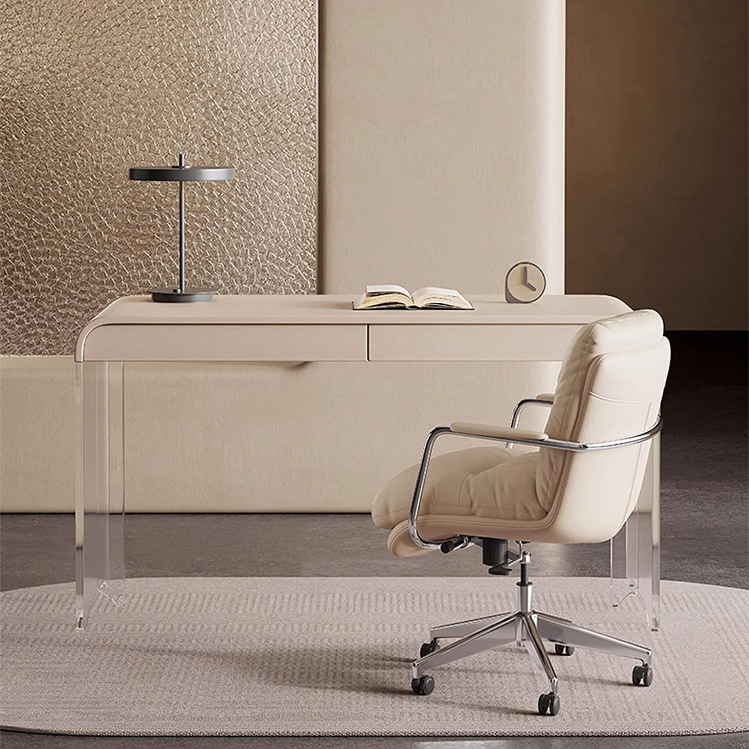 Kenji Office Desk With Storage, Cream