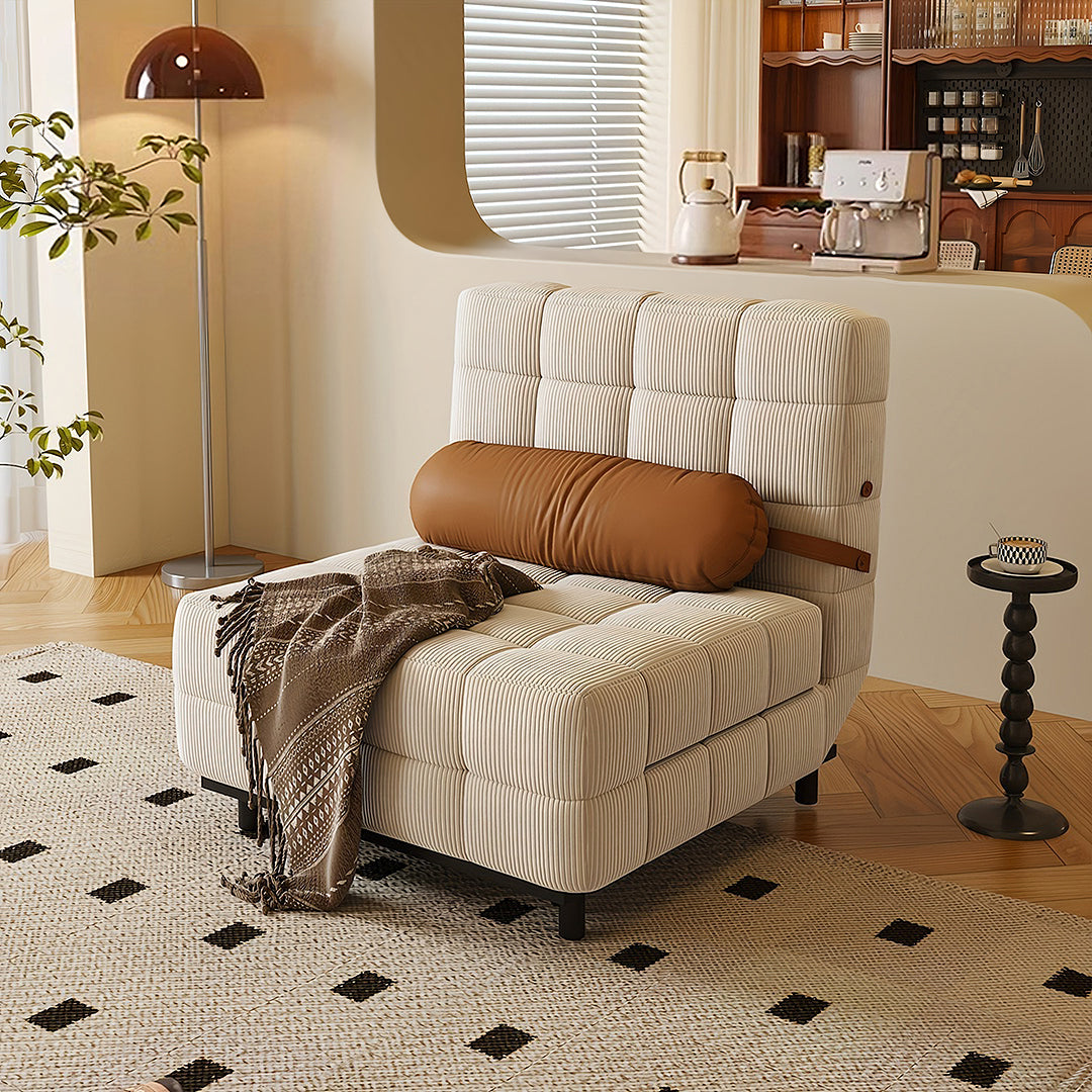 Mendez Single Sofa Bed, Two Seater Sofa Bed, Corduroy-Rit Concept-90cm-Beige-Rit Concept