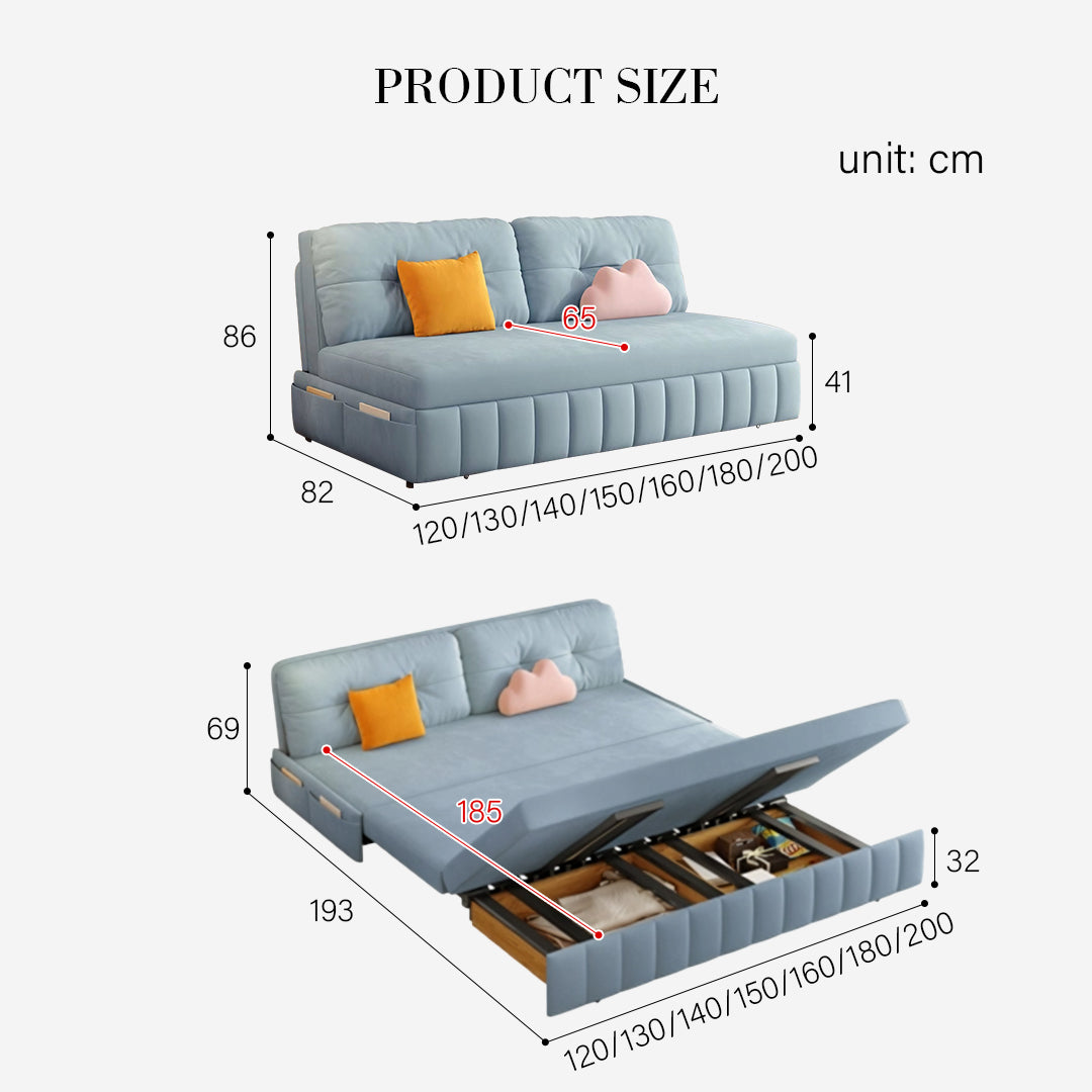 Sokolov Single Seater Sofa Bed, Two Seater Sofa Bed, Blue-Rit Concept-Rit Concept