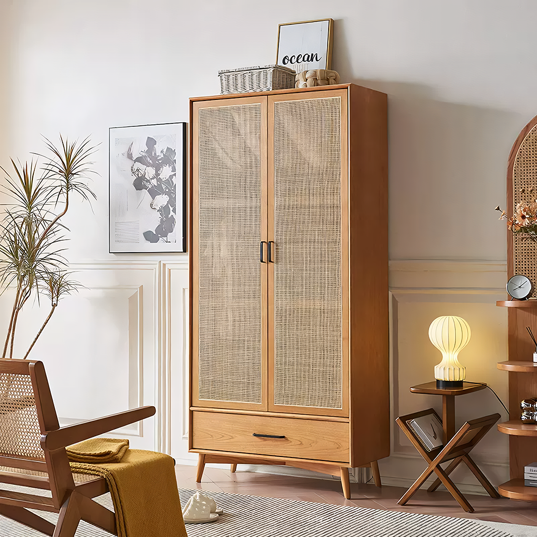 Vernon Rattan Wardrobe, Solid Wood