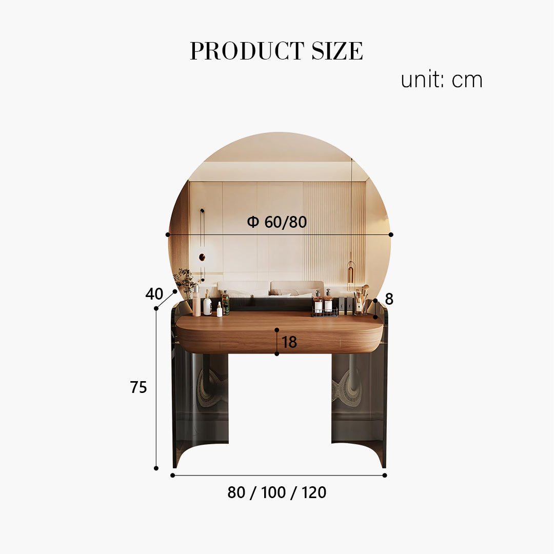 Turner Dressing Table With Large LED Mirror, Walnut & Black-Rit Concept-Rit Concept