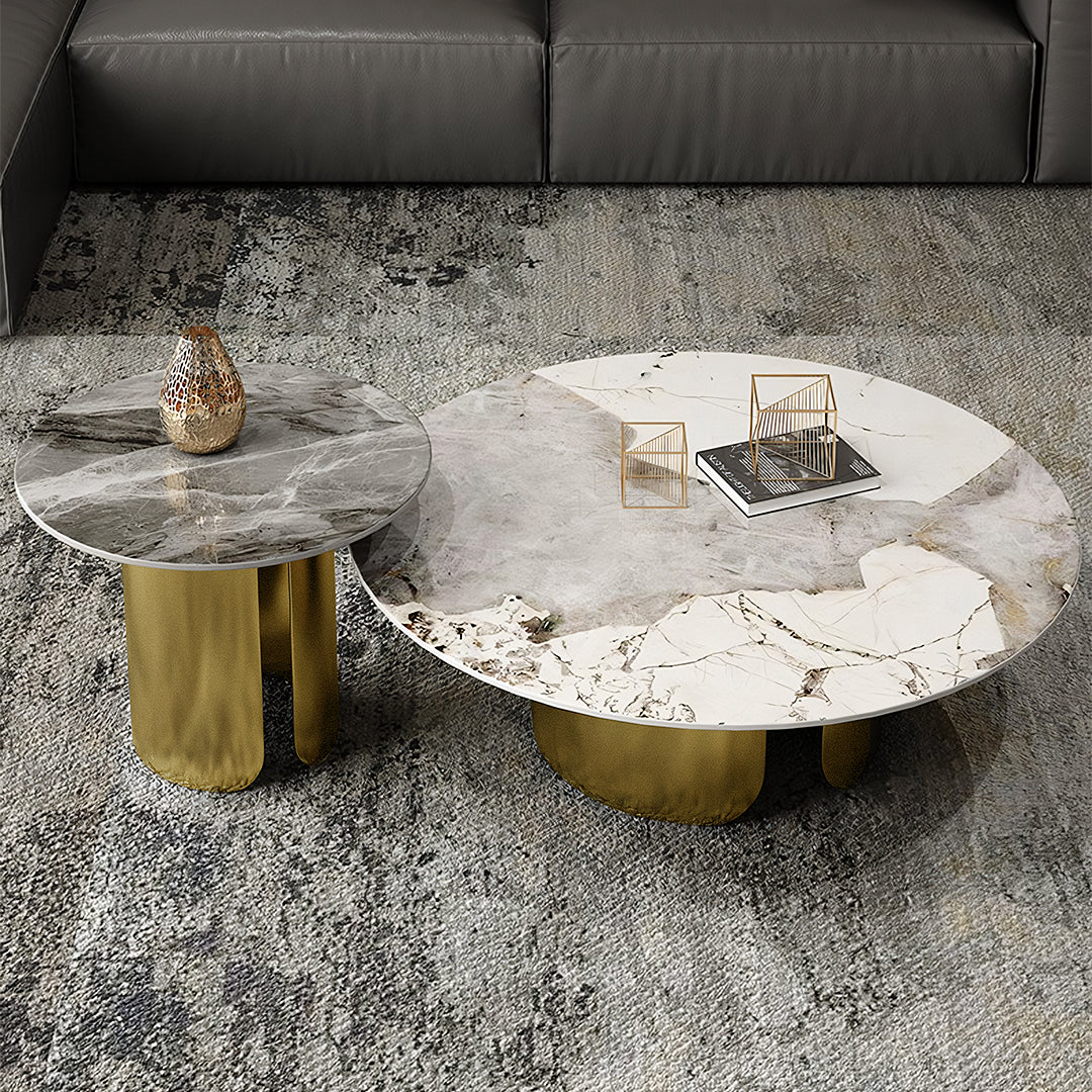 Aurora Gold Nesting Coffee Table Set, Sintered Stone