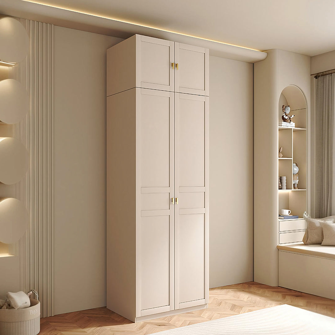 Leclerc Tall Wooden Wardrobe, White-Rit Concept-Rit Concept