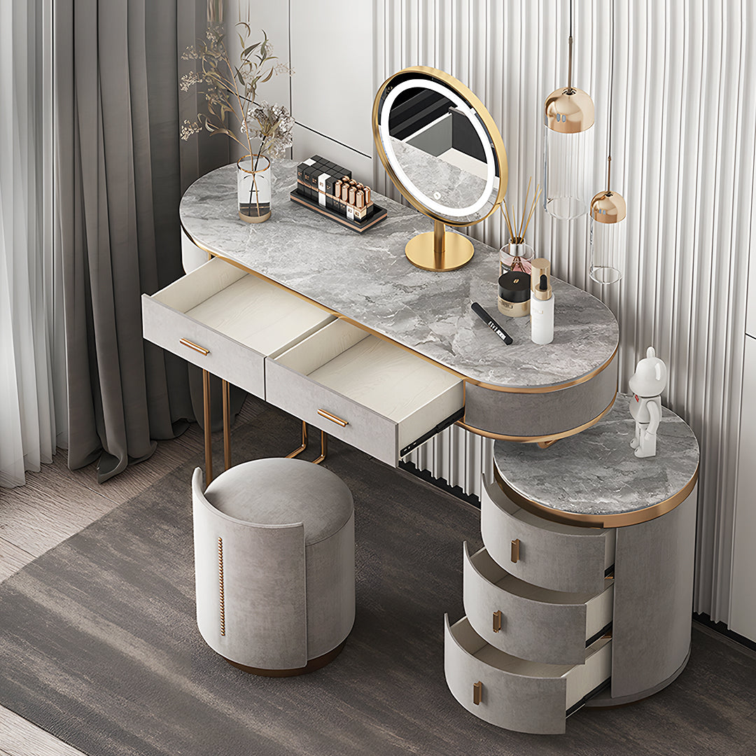 Zoey Dressing Table With LED Mirror, Grey-Rit Concept-Rit Concept