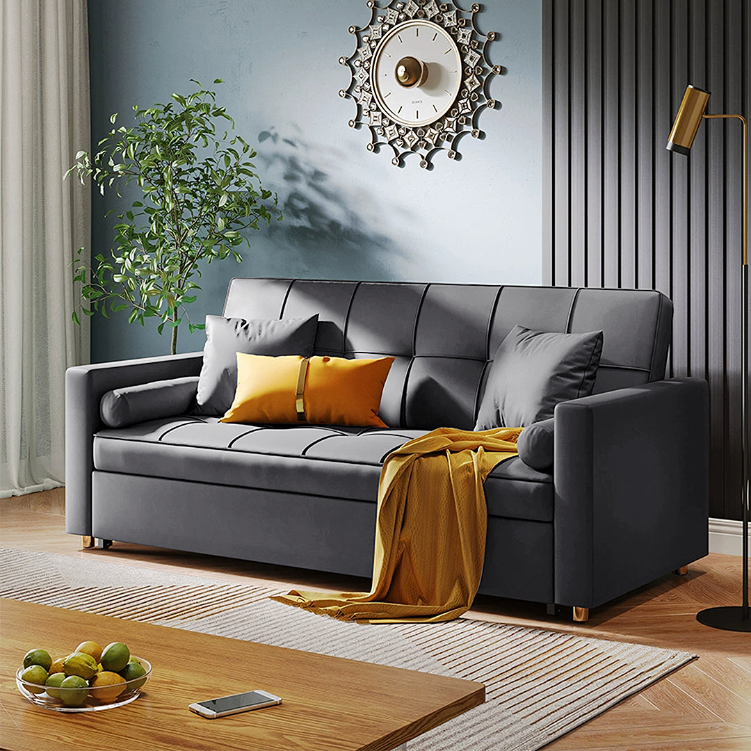 BH155 Three Seater Sofa Bed, Dark Grey, Leathaire-Ritconcept-Dark Grey /210CM-Rit Concept