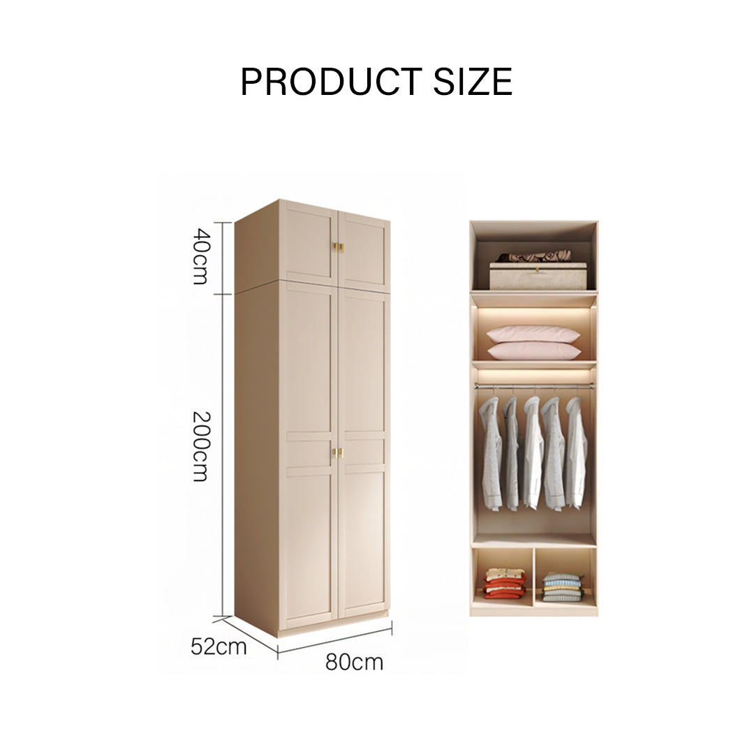 Leclerc Tall Wooden Wardrobe, White-Rit Concept-Rit Concept