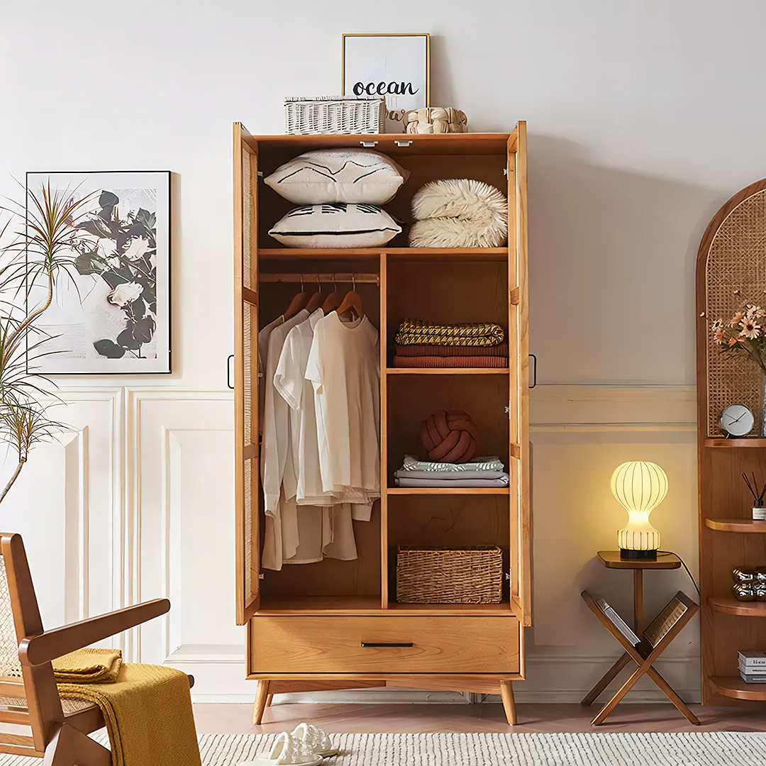 Vernon Rattan Wardrobe, Solid Wood