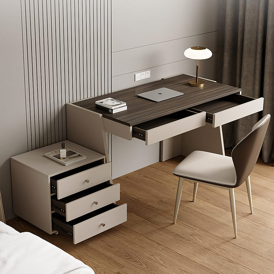 Dmitri Small Office Desk With Chest Of Drawers, Wood-Rit Concept-Rit Concept