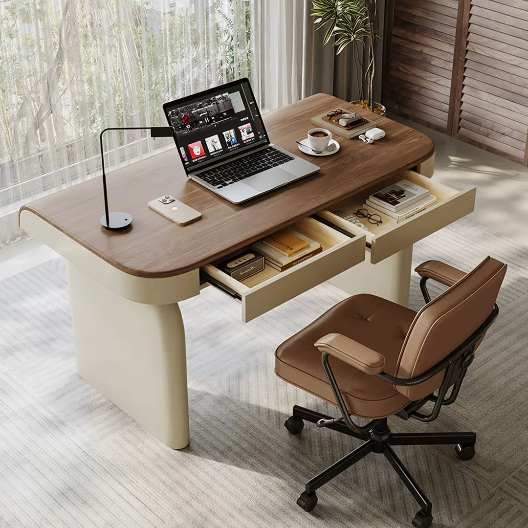 Watson Office Desk With Drawers, Solid Wood