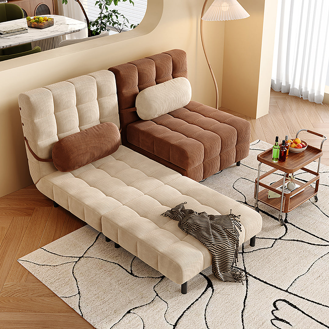 Mendez Single Sofa Bed, Two Seater Sofa Bed, Corduroy-Rit Concept-80cm-Beige-Rit Concept