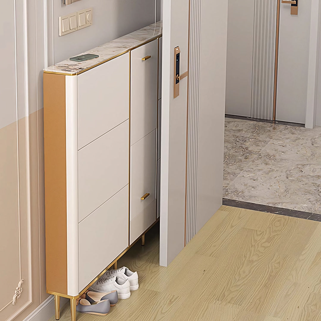 Isabella Shoe Storage For Narrow Space With Shoe Stool, Cream