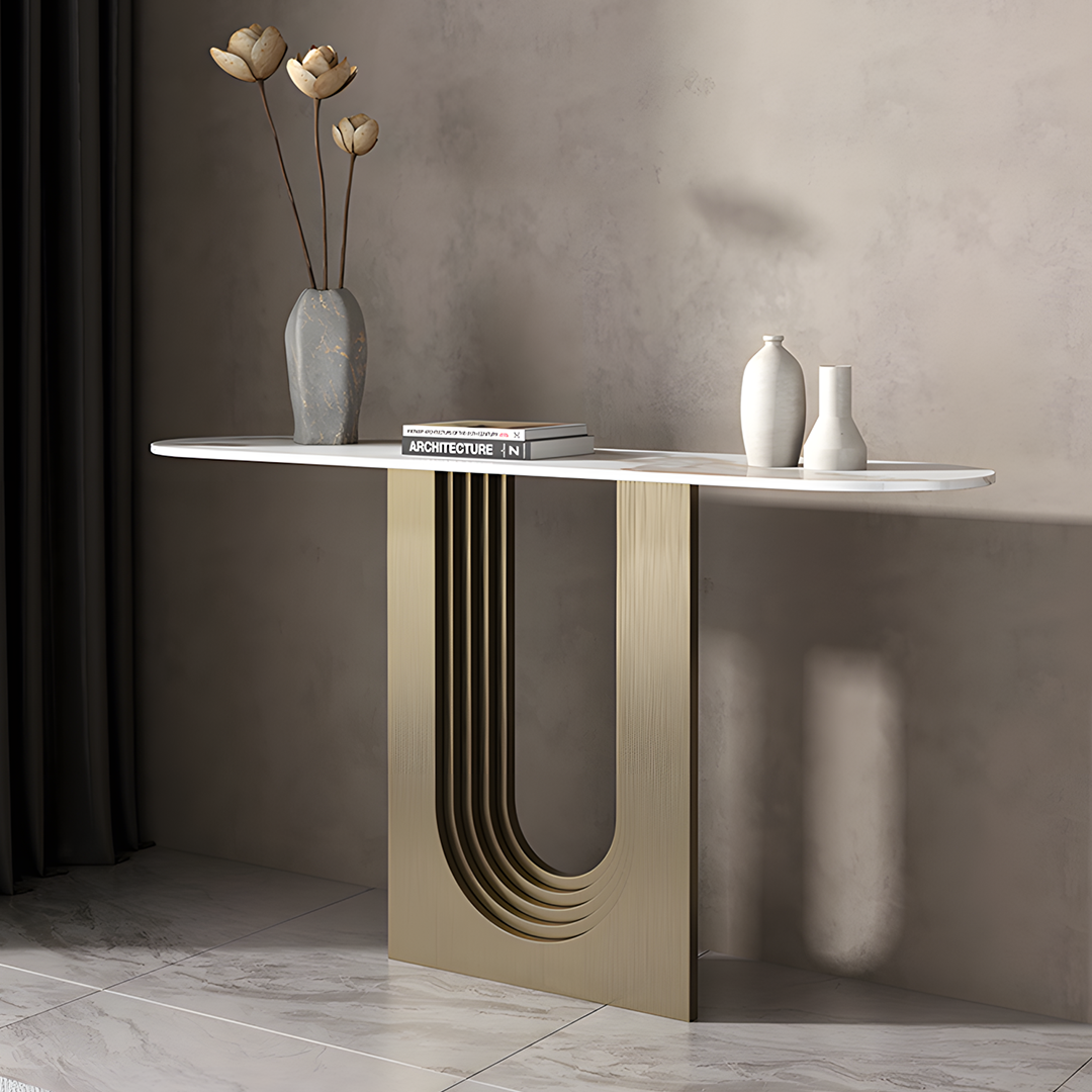 Khoisan Console Table For Hallways, Black & Gold