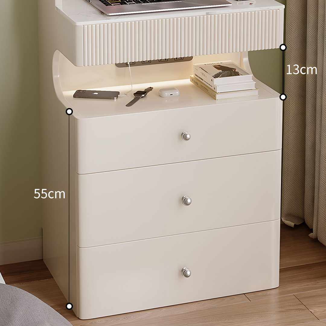 Lia Slimline Dressing Table, With USB Port, LED Mirror & Stool