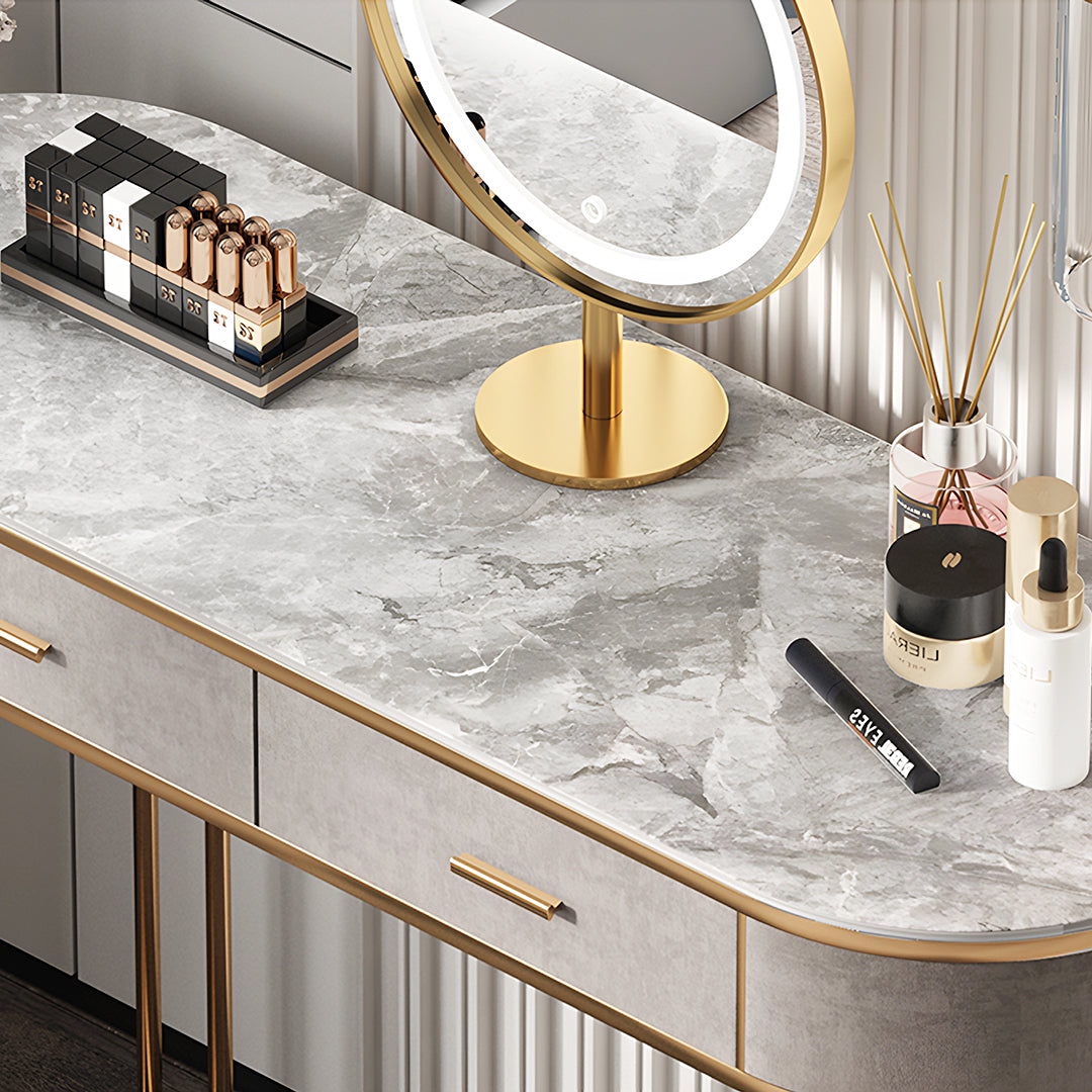 Zoey Dressing Table With LED Mirror, Grey-Rit Concept-Rit Concept