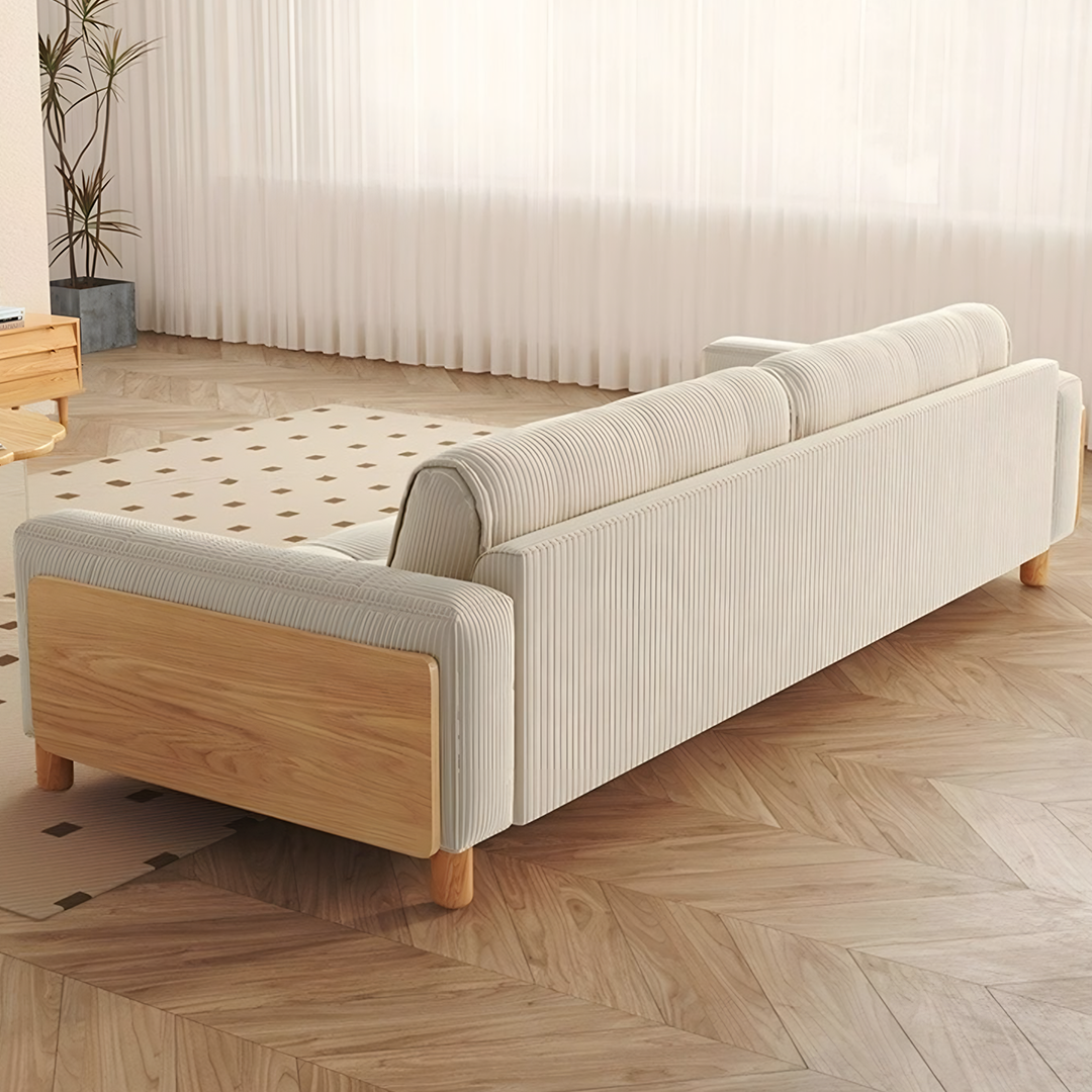 Catalina Cloud Sofa, Two Seater, Three Seater Sofa, Cream Corduroy, Cherry Wood-Rit Concept-Rit Concept