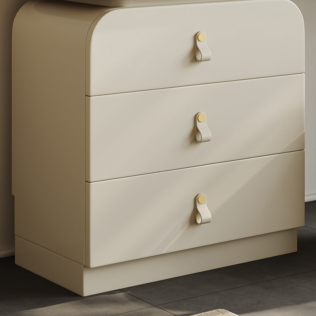 Stewart Dressing Table With Chest Of Drawers & Round Mirror, Solid Wood-Rit Concept-Rit Concept