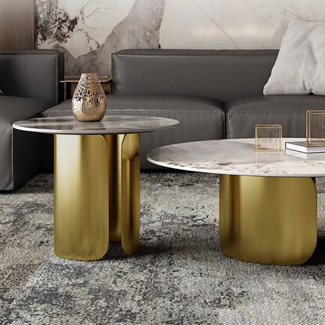 Aurora Gold Nesting Coffee Table Set, Sintered Stone