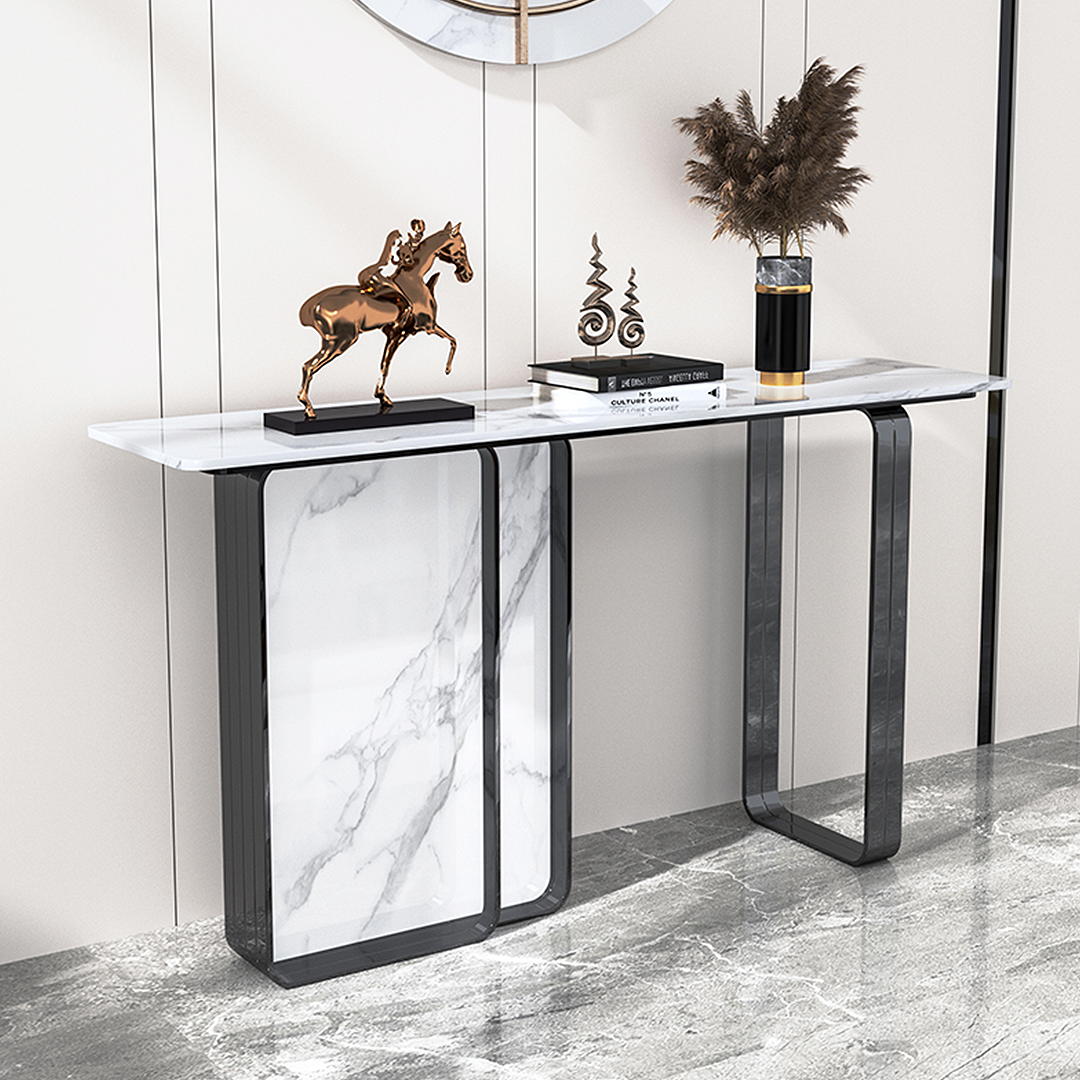 Aeta Console Table, Stone Top With Gold Frame-Rit Concept-Rit Concept