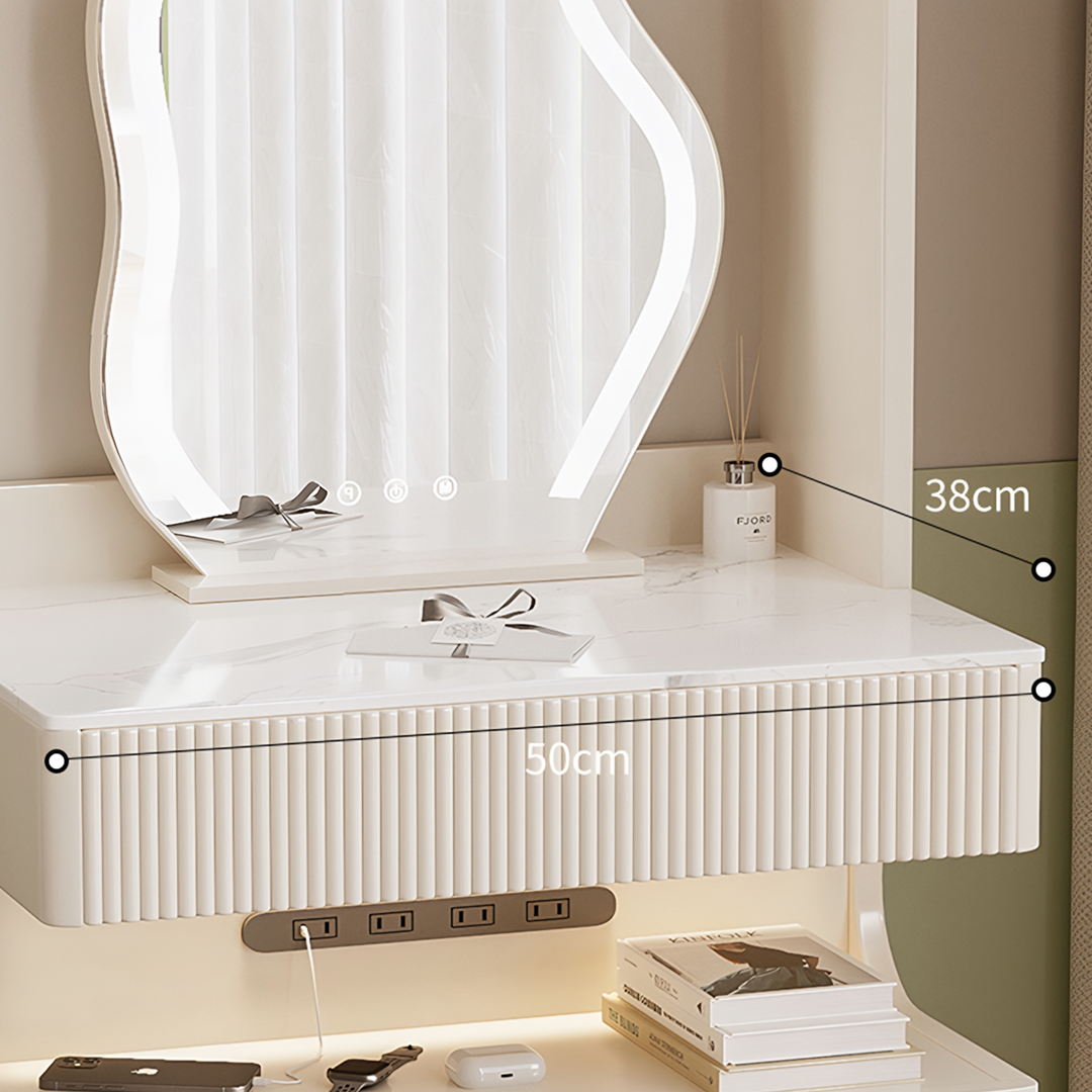 Lia Slimline Dressing Table, With USB Port, LED Mirror & Stool