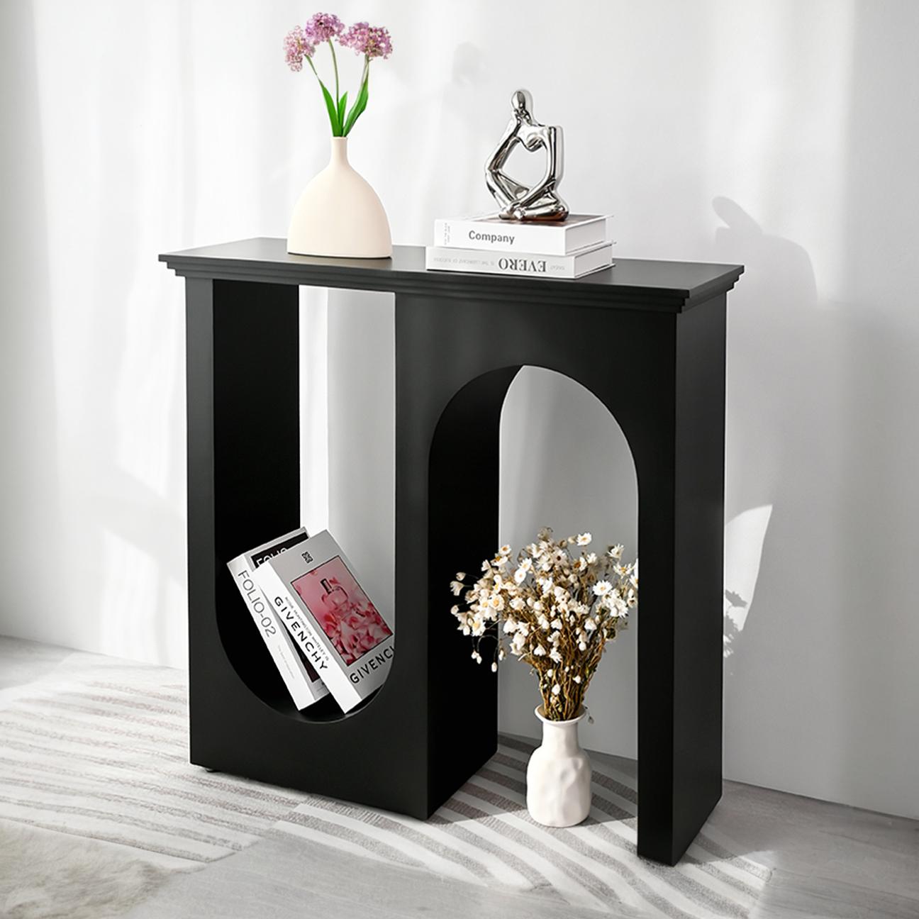 Hadza U Shape Console Table, Black