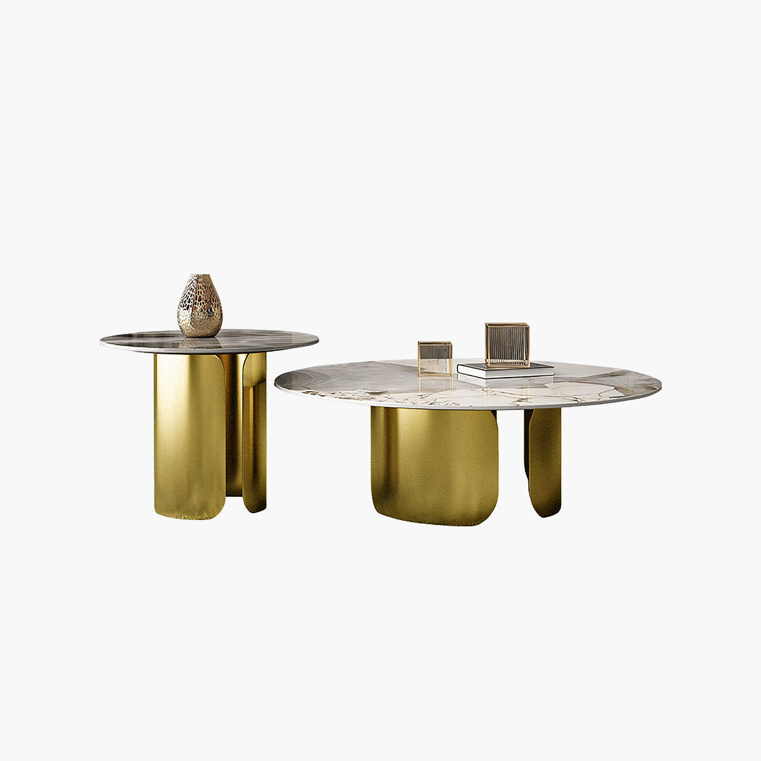 Aurora Gold Nesting Coffee Table Set, Sintered Stone