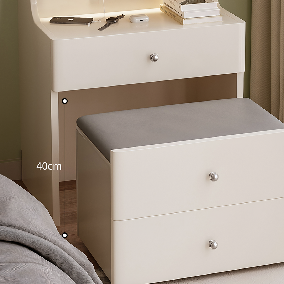 Lia Slimline Dressing Table, With USB Port, LED Mirror & Stool