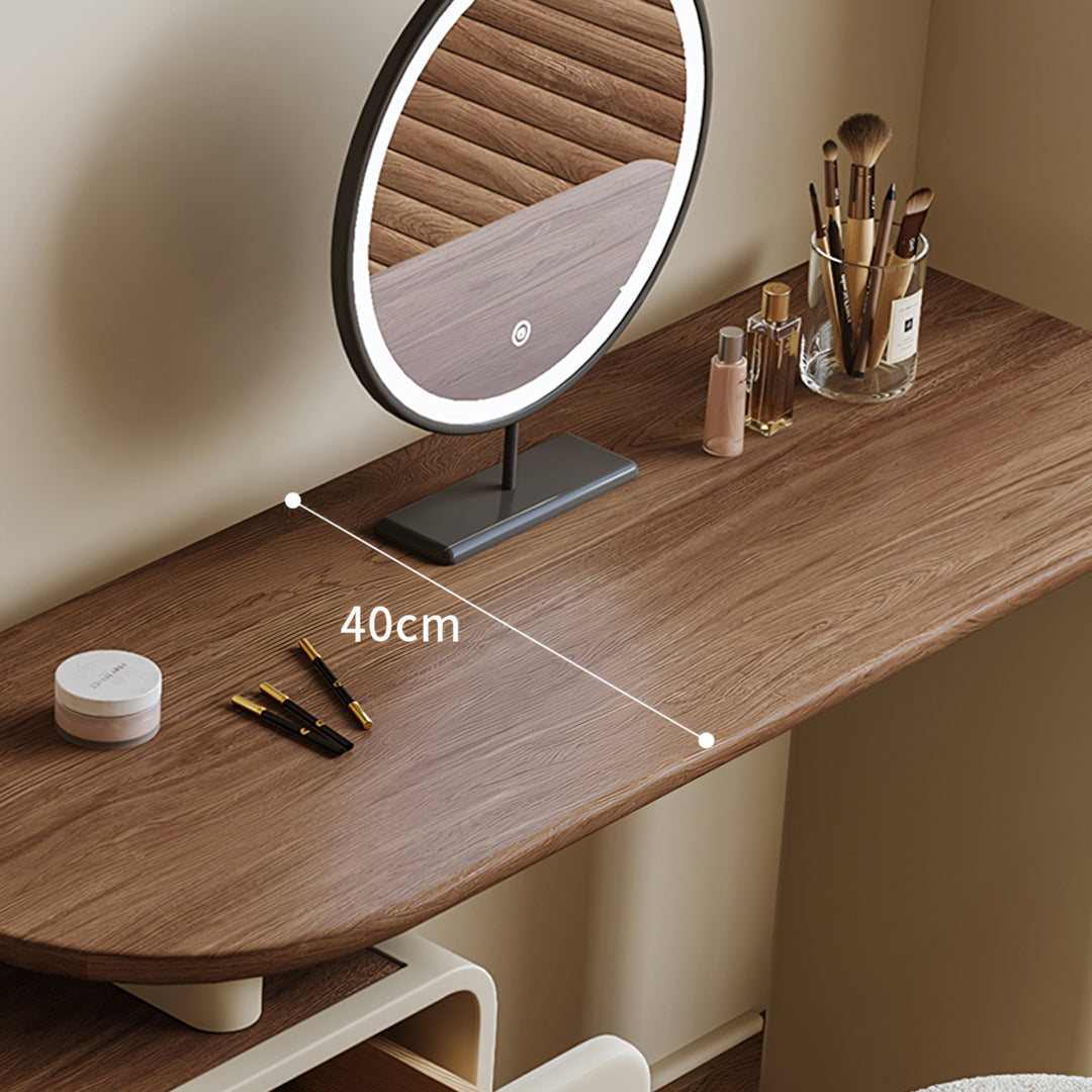 Lewis Dressing Table With Chest Of Drawers & Round Mirror, Solid Wood-Rit Concept-Rit Concept