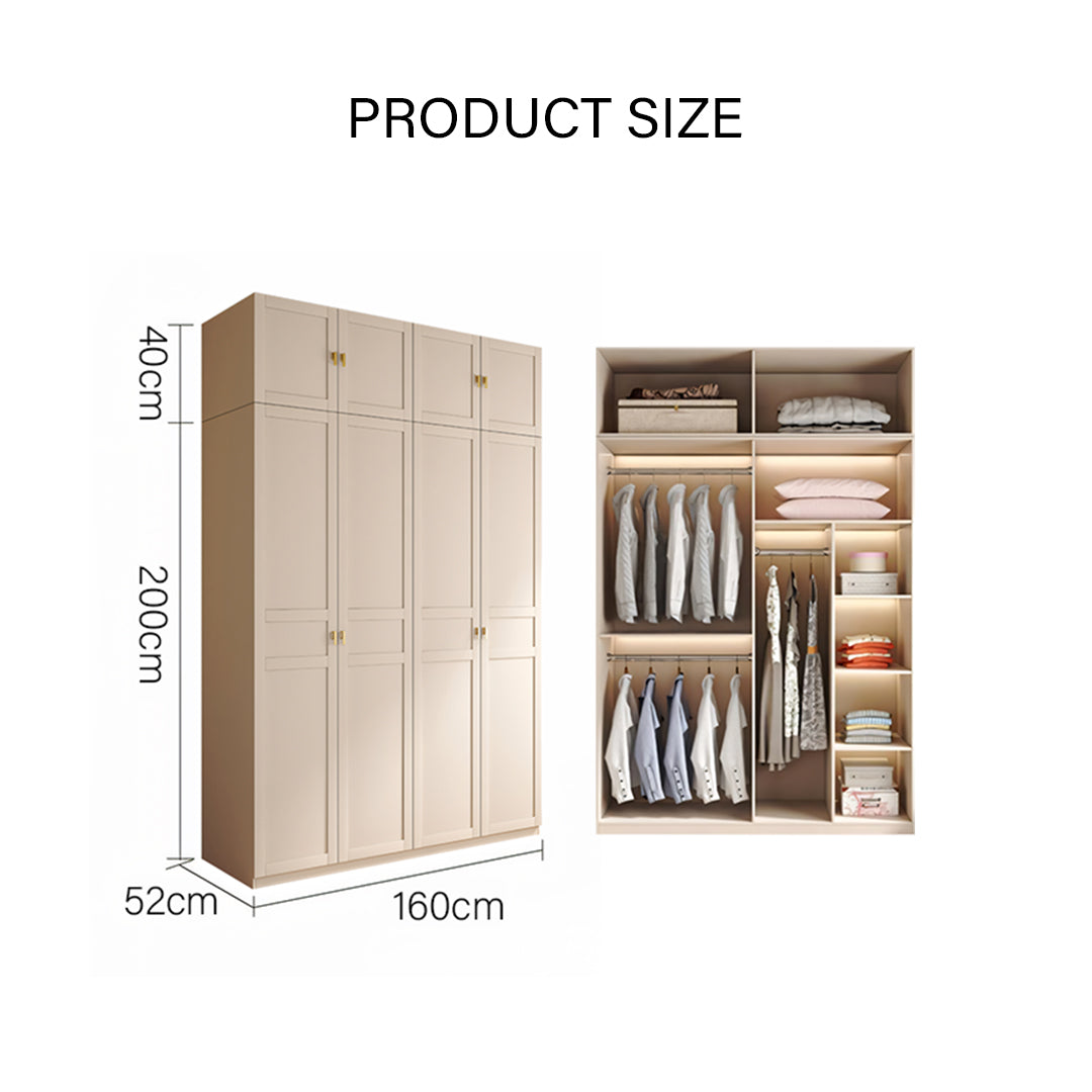 Leclerc Tall Wooden Wardrobe, White-Rit Concept-Rit Concept