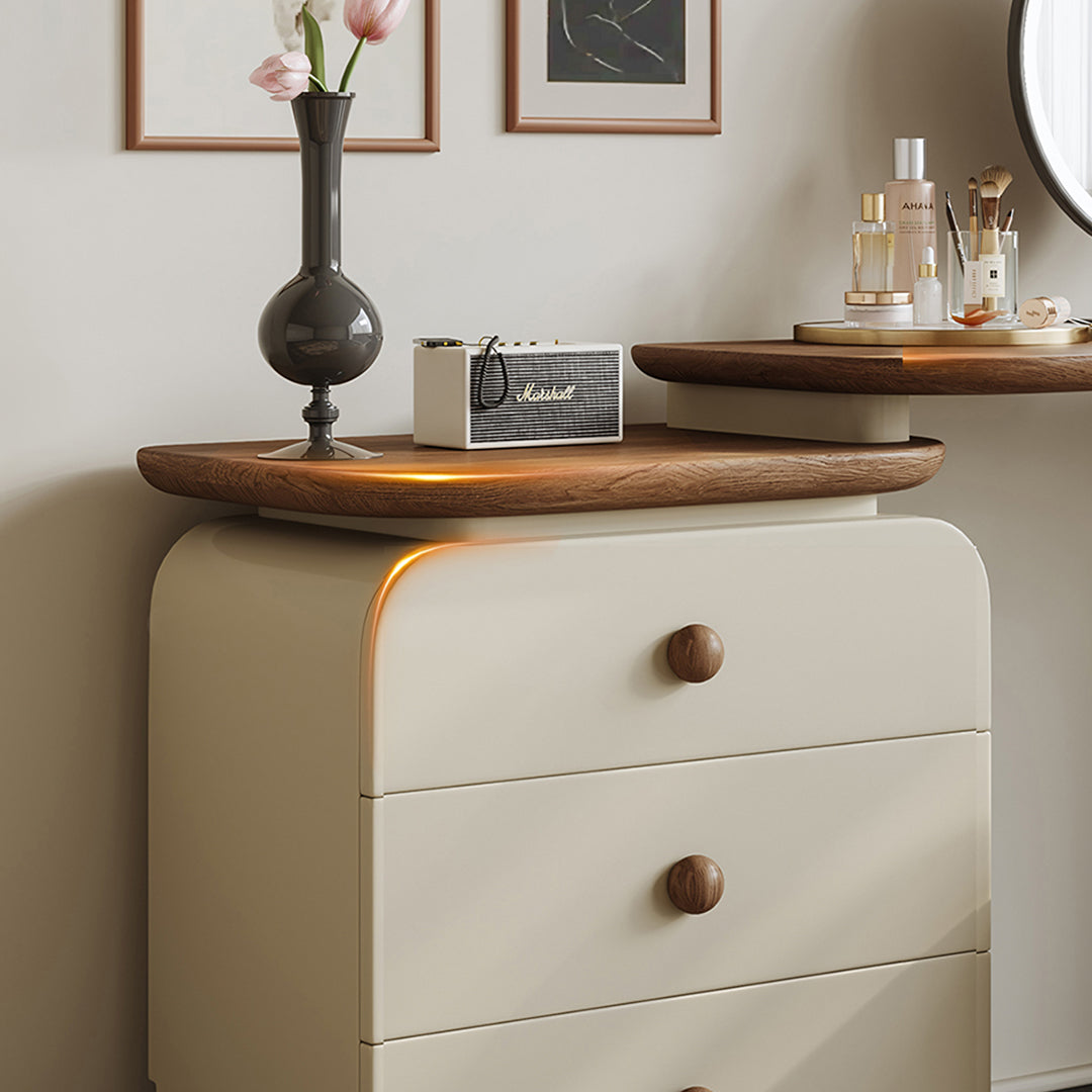 Jackson Dressing Table With Chest Of Drawers & Round Mirror, Solid Wood-Rit Concept-Rit Concept