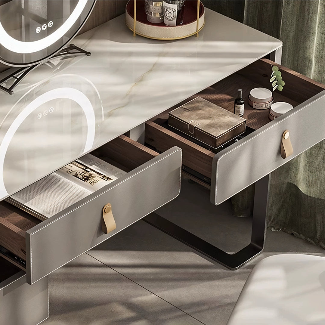 Hall Dressing Table With LED Mirror, Grey-Rit Concept-Rit Concept