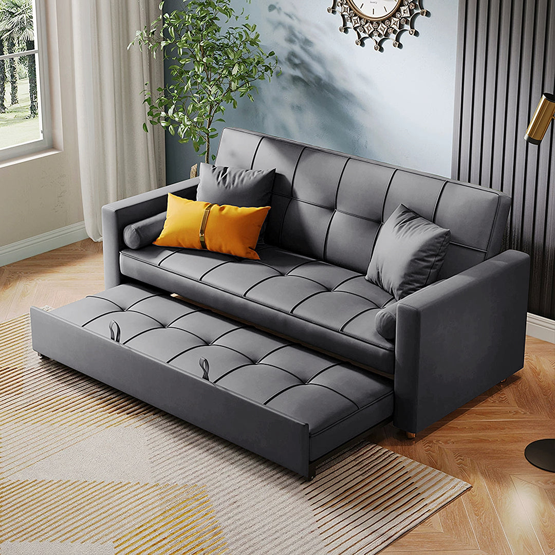 BH155 Three Seater Sofa Bed, Dark Grey, Leathaire-Ritconcept-Rit Concept