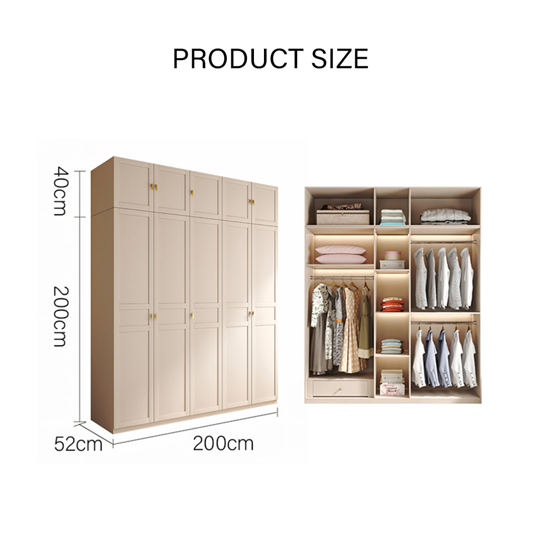 Leclerc Tall Wooden Wardrobe, White-Rit Concept-Rit Concept