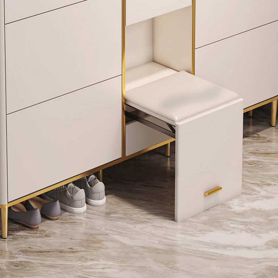 Isabella Shoe Storage For Narrow Space With Shoe Stool, Cream