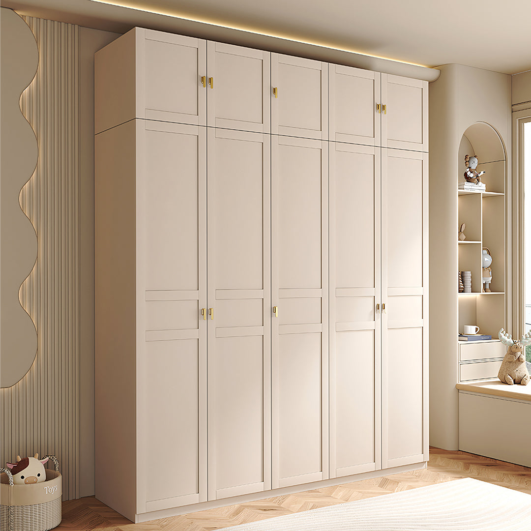 Leclerc Tall Wooden Wardrobe, White-Rit Concept-Rit Concept