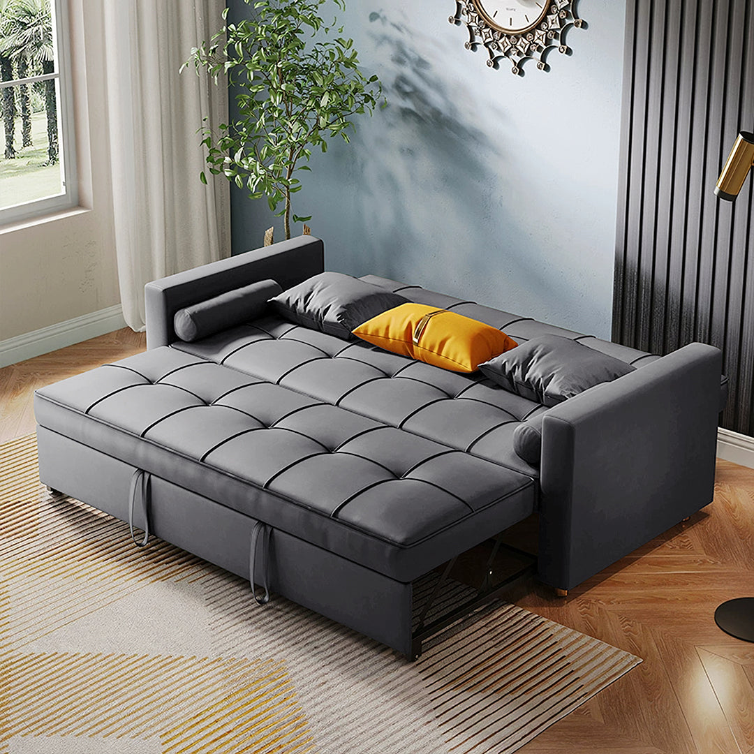 BH155 Three Seater Sofa Bed, Dark Grey, Leathaire-Ritconcept-Rit Concept