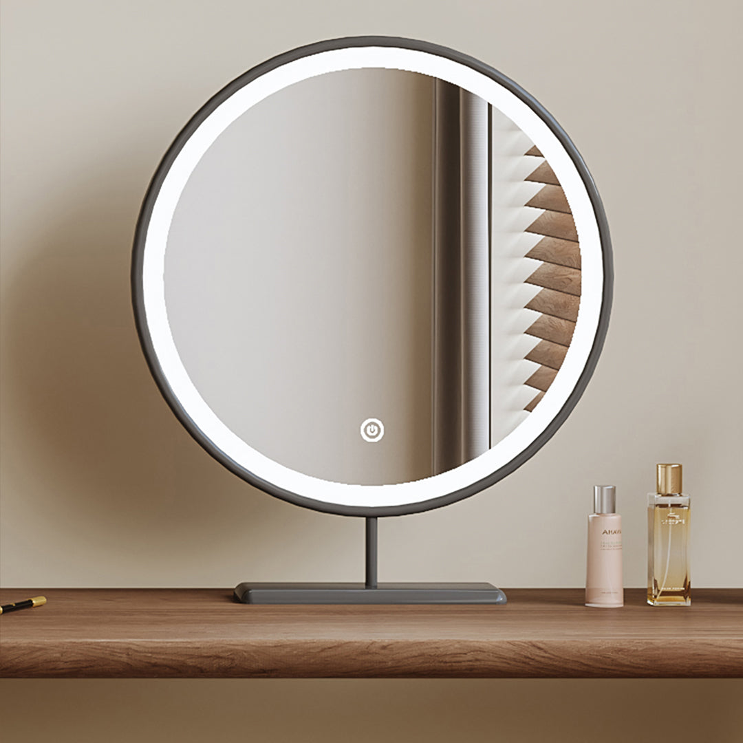 Lewis Dressing Table With Chest Of Drawers & Round Mirror, Solid Wood-Rit Concept-Rit Concept