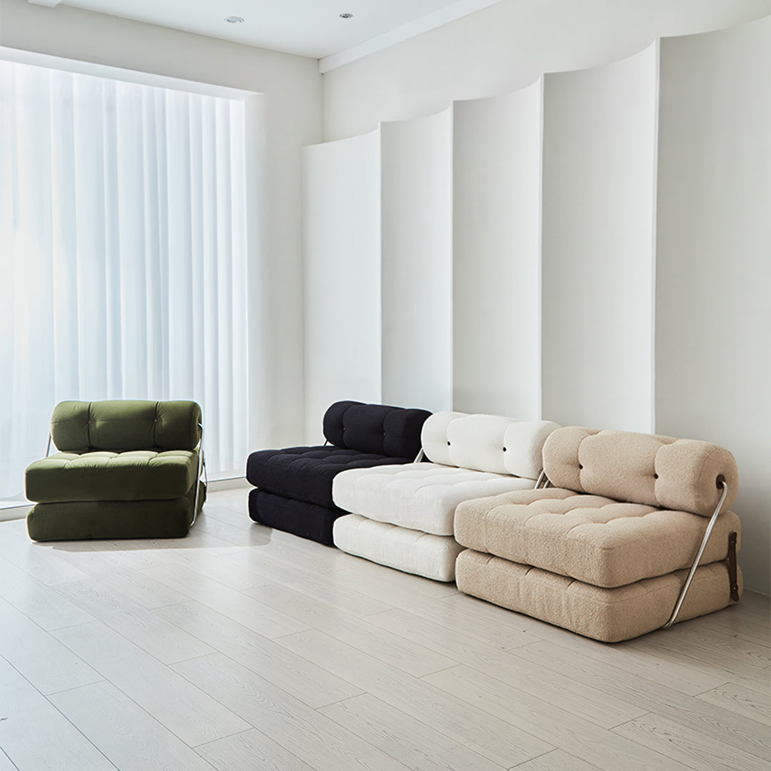 Kumar Single Seater Sofa Bed, Boucle Or Leathaire-Rit Concept-Rit Concept