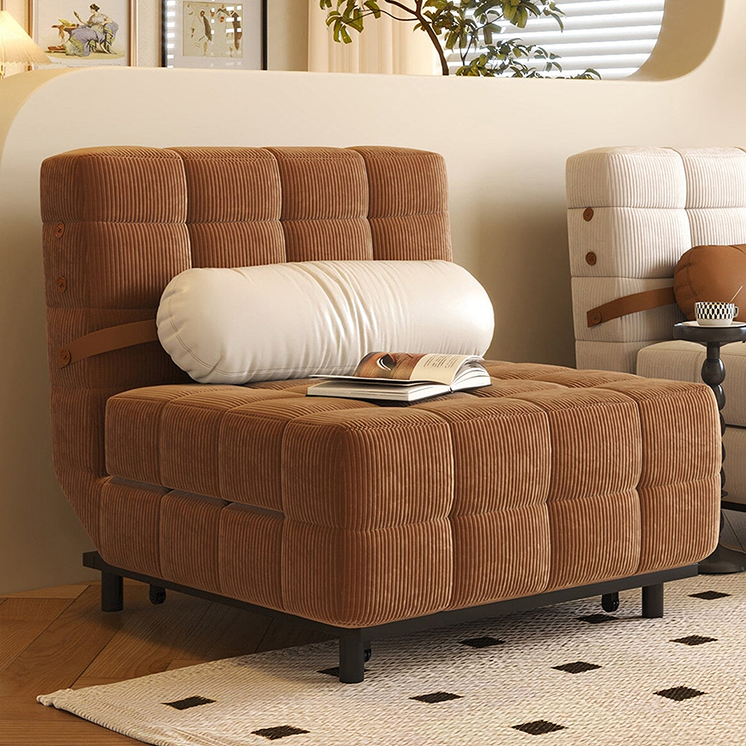 Mendez Single Sofa Bed, Two Seater Sofa Bed, Corduroy-Rit Concept-100cm-Brown-Rit Concept